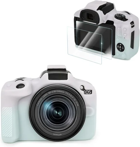 Miniatura 11 de VOVMOEYA Compatible con Canon EOS R50 - Kit de accesorios para funda de cámara [con 2 películas LCD templadas], funda protectora de silicona EOS R50