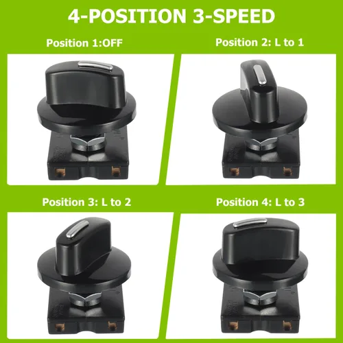 Miniatura 5 de Interruptor giratorio 13A-125V/10A-250V, selector de velocidad universal de 4 posiciones y 3 velocidades, interruptor giratorio para calentador