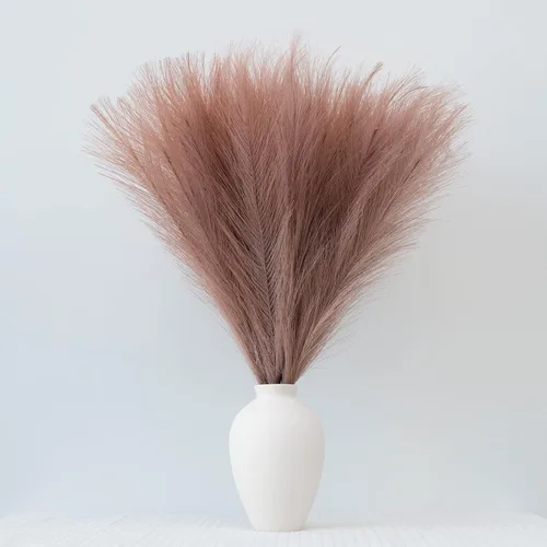Miniatura 8 de Hierba de pampa sintética decorativa, 18 pulgadas/45 cm, hierba artificial de pampas esponjosa, arreglo floral pomposo de 6 tallos para decoración