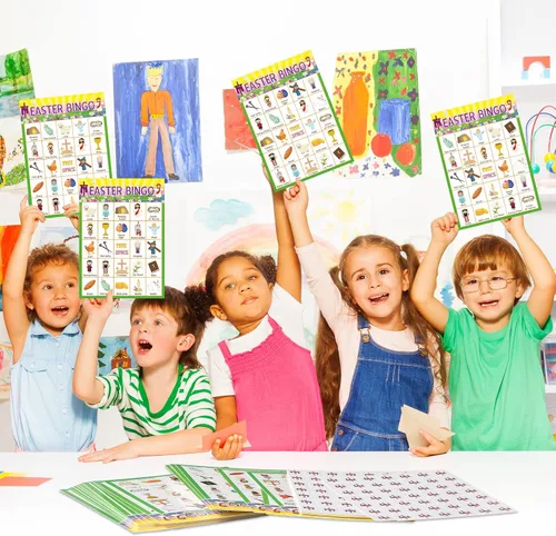 Miniatura 5 de Lewtemi Juego de bingo de Pascua, tarjetas de bingo religiosas con 24 jugadores, juegos para adultos y familia, adolescentes, suministros escolares