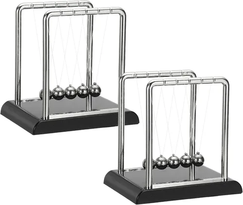 Miniatura 10 de PATIKIL Paquete de 2 cradle Newtons, péndulo de cuna de Newton, 5 bolas de equilibrio, juguetes de escritorio, bola de gravedad, juguetes divertidos
