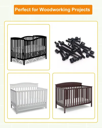 Miniatura 3 de Kit de repuesto de tornillos de cuna, 28 tornillos M6 y tuercas de barril para marco de cama, muebles, sillas y gabinetes, surtido de tornillos