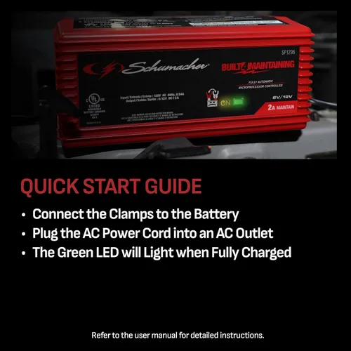 Miniatura 3 de Schumacher Electric 2A Cargador y Mantenedor de Batería de Auto, Solución 3-en-1, para Baterías de 6V/12V para Deportes Acuáticos, Automotrices
