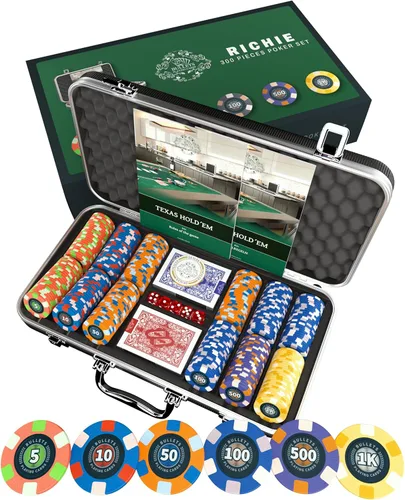 Miniatura 9 de Bullets Playing Cards Juego de póquer profesional Paulie 300 fichas de póquer de cerámica (0.35 oz) + placas de cerámica con estuche premium