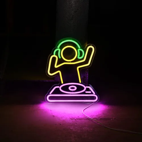 Miniatura 6 de Letrero de neón para reproductor de DJ para bar, funciona con USB, para la cueva del hombre, letrero de neón de anime, luz LED de neón regulable