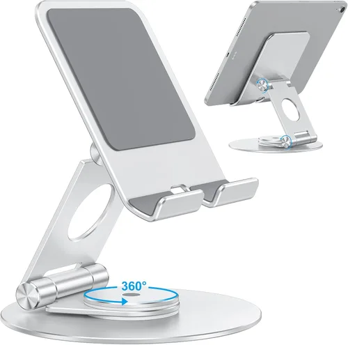 Miniatura 10 de OMOTON Soporte giratorio para tablet iPad con base giratoria 360°, soporte plegable ajustable para dibujo, compatible con iPad Pro/Air/Mini y más