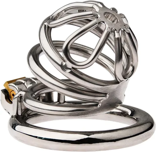 Miniatura 12 de Jaula de acero inoxidable para hombre con bloqueo de pene con cerradura de metal castidad con tubo uretral