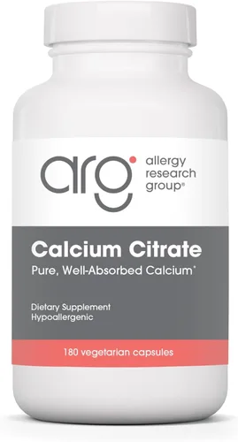 Allergy Research Group Citrato de calcio - Proporciona 150 mg de calcio - Mineral bien absorbido para la función ósea y celular - 180 porciones -