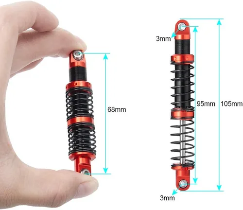 Miniatura 2 de Que-T Amortiguador de metal 4pcs para 1/10 RC Crawler Car SCX10 D90 TRX4 TRX6 (3.740 in)
