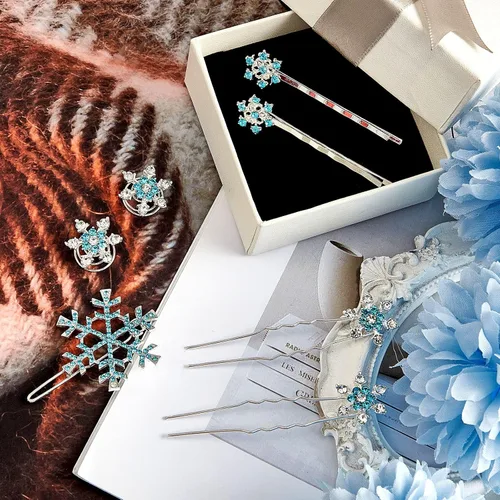 Miniatura 5 de 30 pinzas para el cabello con forma de copo de nieve para mujer, con cristales en espiral, accesorios para el cabello, con diamantes de imitación