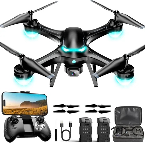 Dron con cámara de 1080P para principiantes, cuadricóptero de control remoto con opción de gestos para selfies, retención de altitud, inicio con una