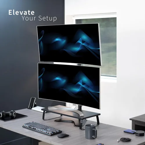 Miniatura 6 de VIVO, soporte para monitor LCD de computadora, para escritorio, con inclinación ajustable, con capacidad para pantallas de 1 a 27 pulgadas., Negro