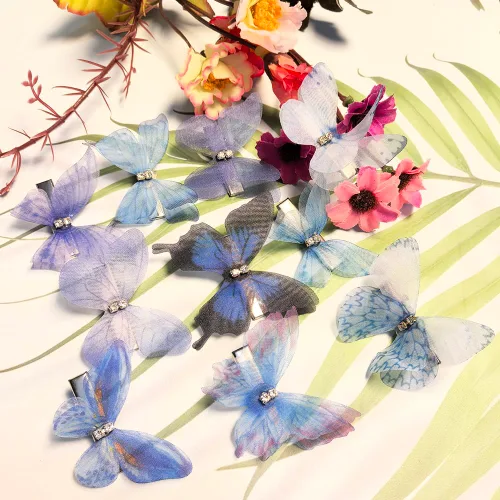 Miniatura 7 de Clip de mariposa para decoración del cabello, pinzas para el cabello de mariposa en movimiento para niñas (Bule-10PCS)