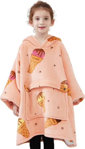 Miniatura 60 de KFUBUO Manta portátil con capucha de sherpa para niños, todos los patrones, sudadera de gran tamaño con bolsillo, regalos de cumpleaños para niñas