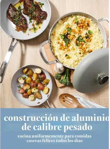 Miniatura 5 de Sur La Table Kitchen Essentials Potluck Porch - Juego de 10 Piezas de Ollas y Sartenes de Aluminio Forjado con Interior Cerámico Antiadherente Libre