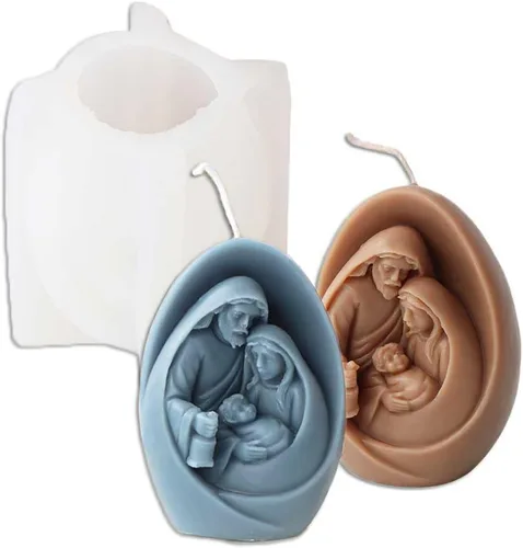 Tone Fun Moldes de silicona con forma de familia Jesús para hacer velas, resina, velas de aromaterapia, jabón de cera hecho a mano, decoración del