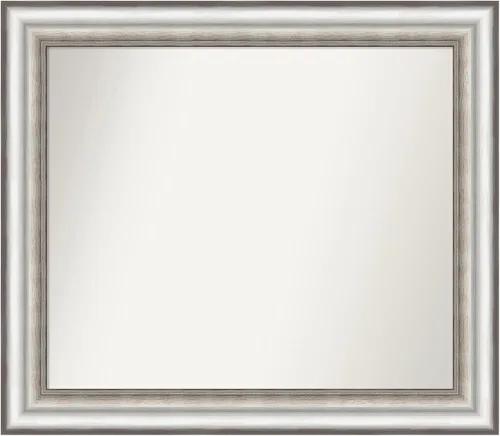 Miniatura 120 de Amanti Art Espejo de baño plateado para sobre el fregadero, 26 x 26 pulgadas, espejo cuadrado de plata antigua, marco de madera tradicional mediano