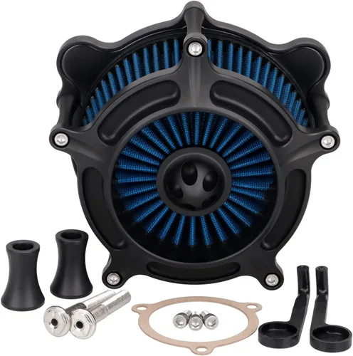 Miniatura 10 de Filtro de entrada azul con filtro de aire de corte en contraste compatible con Harley Dyna 1993-2016, Softail 1993-2015, Touring 1993-2007