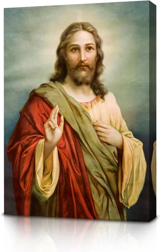 Miniatura 5 de SEVOJO Impresión artística religiosa del Sagrado Corazón de Jesús, decoración de pared cristiana, póster inspirador de fe, decoración de iglesia