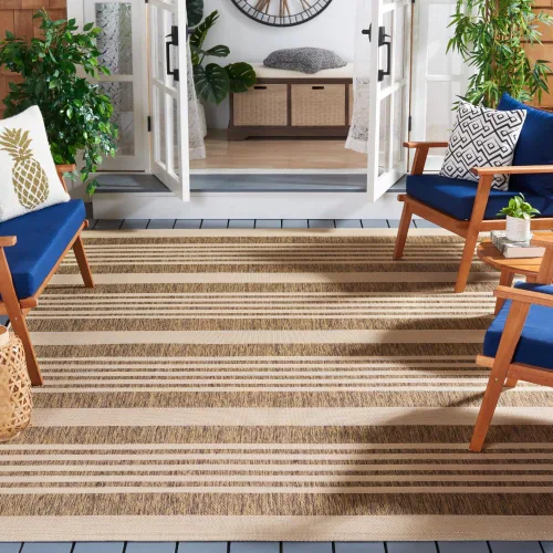 Miniatura 111 de SAFAVIEH Courtyard Collection - Alfombra decorativa, 2.3 x 5 pies, beige y verde oscuro, para interior/exterior, resistente a la intemperie