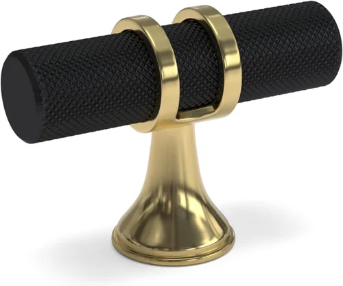 Miniatura 17 de goldenwarm Paquete de 5 pomos negros para gabinete, pomos de barra en T y tiradores de cajón para herrajes de armario, muebles de dormitorio