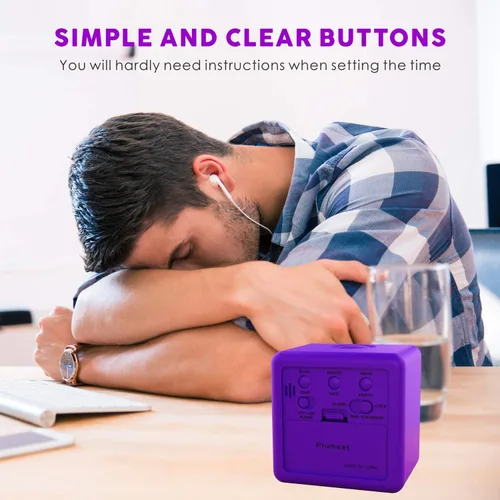 Miniatura 6 de Reloj despertador digital Plumeet para niños con función de repetición y luz nocturna - Configuración fácil con pantalla de silicona, hora, fecha