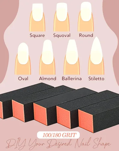 Miniatura 5 de Maryton - Bloque de lima para uñas, limas de acabado de grano medio/fino 100/180 para uñas acrílicas y uñas de gel, kits de lima para pedicura