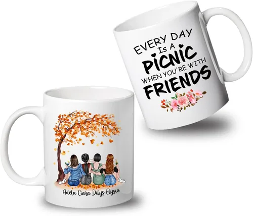 Miniatura 10 de Taza de café blanca de 2 mejores amigos, 11 onzas, 15 onzas, taza de amistad personalizada para mujeres, mejor amiga, mejor amiga, hermana, hermana
