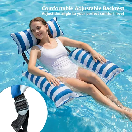 Miniatura 2 de Jasonwell Flotadores inflables para piscina para adultos – Flotadores de tela para piscina, silla flotante para lago, playa, tumbona flotante
