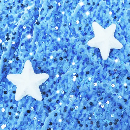 Miniatura 4 de FOTSHARER The Yard - Tela de lentejuelas color azul bebé con purpurina para coser artesanías, tela de malla de 1 yarda con lentejuelas, tela