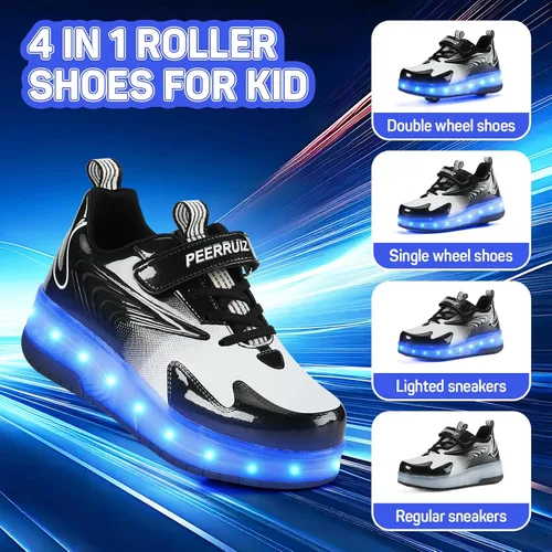 Miniatura 3 de Zapatos para niños con ruedas - 4 en 1 Zapatos con ruedas iluminados con luces LED recargables por USB para regalos de Navidad y escuela