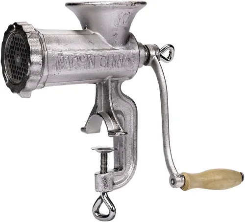 Eastman Outdoors 38213 #10 - Picadora de carne con 3 boquillas, abrazadera de mesa y placa fina de 316 pulgadas
