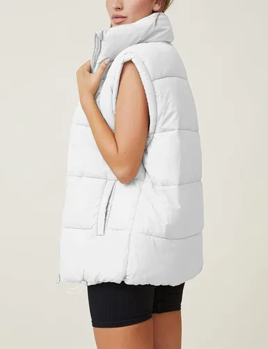 Miniatura 2 de Athlisan Chaleco acolchado con cremallera para mujer, cuello alto, sin mangas, acolchado