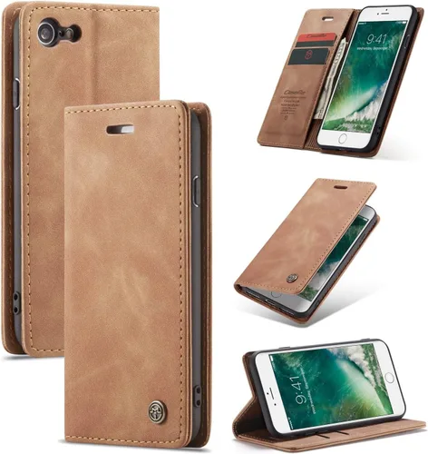 SINIANL Funda para iPhone 7/8, Funda de cuero tipo billetera con tarjetero Cierre magnético Kickstand a prueba de golpes Fundas protectoras para