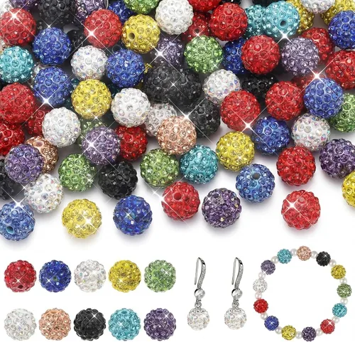Miniatura 13 de Hicarer 120 cuentas de diamantes de imitación para pulseras, fabricación de bolígrafos de 0.394 pulgadas (0.394 in) de cristal brillante, arcilla