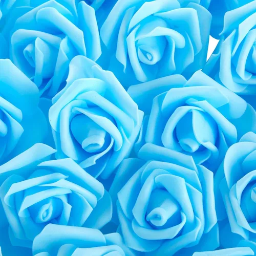Miniatura 10 de Juvale – 100 unidades de rosas artificiales para decoración de bodas, baby showers, manualidades, 3 pulgadas Azul