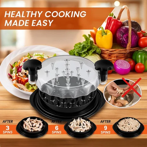 Miniatura 3 de Trituradora de Pollo Twist Grande - Trituradora de Carne de 10'' para Pechuga de Pollo, Gadgets de Cocina Máquina Picadora de Carne con Cepillo
