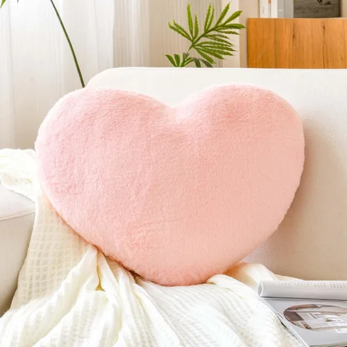 XVTRU Almohadas con corazón rosa, linda almohada decorativa con forma de corazón, almohadas con forma de corazón para tirar para la cama, almohada
