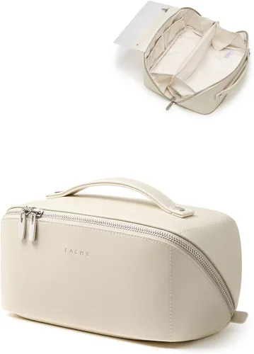 Miniatura 48 de EACHY Bolsa de Maquillaje de Viaje, Bolsas de Cosméticos de Gran Capacidad para Mujeres, Bolsa Portátil Impermeable que se Abre Plana, Bolsa de Aseo