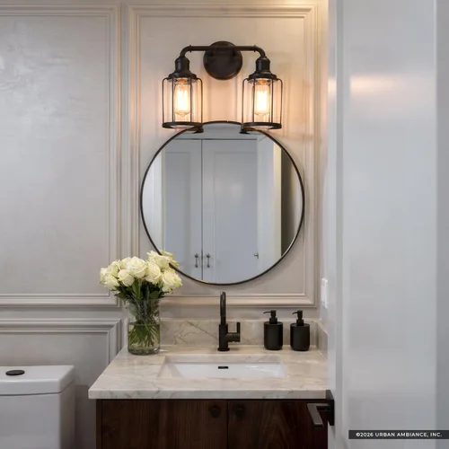 Miniatura 2 de Urban Ambiance Lámpara de tocador de baño industrial chic de lujo, tamaño mediano: 12 pulgadas de alto x 14.5 pulgadas de ancho, con elementos