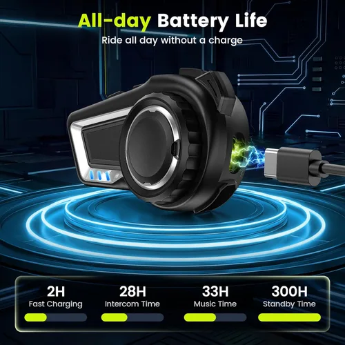Miniatura 7 de X10 - Auriculares Bluetooth para casco de motocicleta V5.4, sistema de comunicación de intercomunicación de grupo de 10 jinetes, cancelación