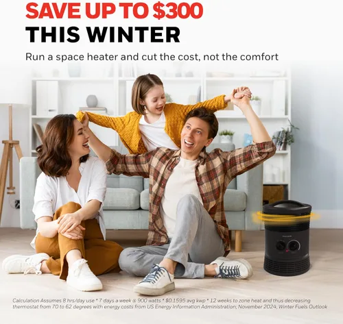 Miniatura 3 de Honeywell HHF360V - Calentador forzado de ventilador envolvente de 360 grados con salida de calor envolvente, calentador portátil de eficiencia