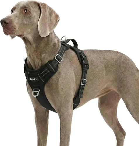 Miniatura 40 de Funfox Arnés para perro sin tirones, arnés de chaleco ajustable para mascotas, material súper suave con mango vertical, fácil control, paseo