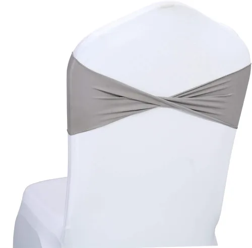 Miniatura 9 de MDS Paquete de 100 bandas de elastano para silla, bandas lisas sin hebilla, reutilizables, elásticas, para decoración de bodas, recepciones, Azul