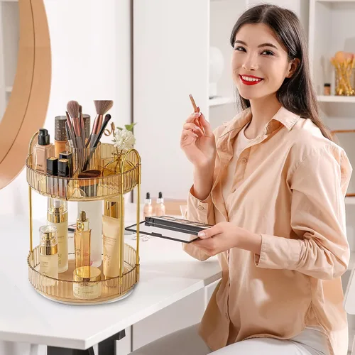 Miniatura 6 de Aveniee Organizador de maquillaje giratorio de 360 grados para tocador, organizadores de baño mejorados para perfume y cuidado de la piel