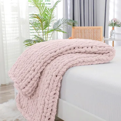 Miniatura 38 de Bigacogo Manta de punto grueso para sofá, 51 x 63 pulgadas, 100% tejida a mano con hilo de felpilla grueso jumbo, acogedoras y suaves mantas grandes
