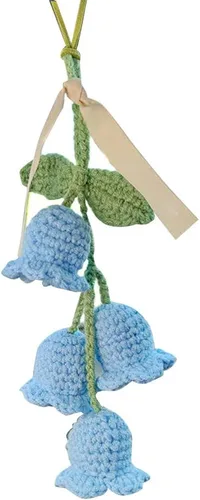 Miniatura 7 de Surakey Lindo colgante Campanula flor ganchillo punto Convallaria espejo espejo espejo interior coche espejo retrovisor cordón de algodón colgante