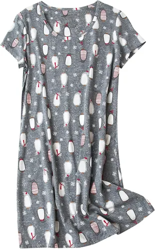 American Trends Camisones para mujer, de algodón, de manga corta, vestido de noche, casual, pijama suave, ropa de dormir