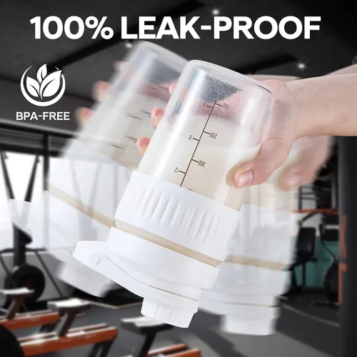 Miniatura 5 de Botella pequeña agitadora de vidrio de 16 onzas, paquete de 2 unidades de vidrio de borosilicato proteína en polvo para entrenamiento de gimnasio