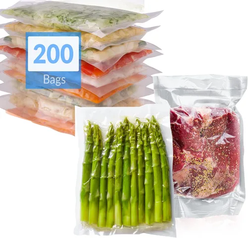 Reli. Bolsas selladoras al vacío de 8 x 12 pulgadas | Paquete de 200 | Bolsa al vacío precortada en relieve para alimentos | Sin BPA | Sellador de